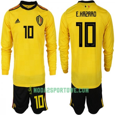 Koszulka Belgia E.HAZARD 10 Dziecięcy Mistrzostwa Świata 2018 Wyjazdowe Stroje Piłkarskie Długi Rękaw